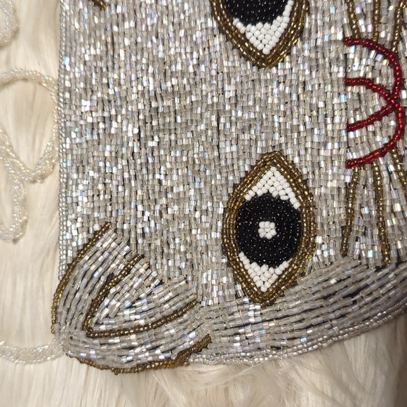 Beaded cat face small crossbody purse bag - Picture 3 of 7